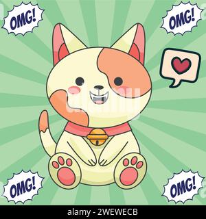 image vectorielle de conception de dessin animé de chat de style pop art mignon de chat Illustration de Vecteur