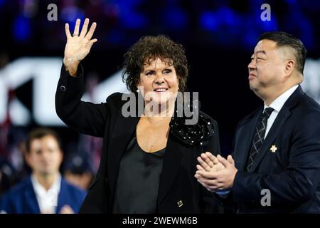 Melbourne, Australie, 27 janvier 2024. Evonne Goolagong lors de la finale du Grand Chelem de l'Open d'Australie 2024 à Melbourne Park. Crédit photo : Frank Molter/Alamy Live news Banque D'Images