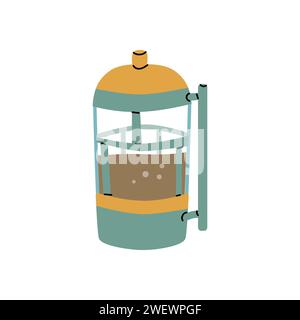 Cafetière en verre dans le style dessin animé à la main. Illustration vectorielle isolée. Illustration de Vecteur