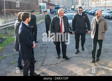 Italie. 27 janvier 2024. 27-1-2024 - Roma, Italia - Cronaca - Inaugurazione dell'Anno Giudiziario al Tribunale di Roma. Nella foto Francesco Rocca Presidente Regione Lazio all'arrivo della cerimonia di Inaugurazione dell'Anno Giudiziario crédit : LaPresse/Alamy Live News Banque D'Images