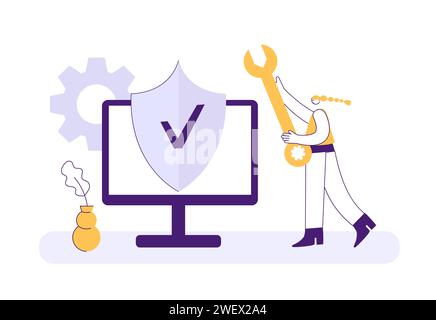 Contenu de cybersécurité. Vecteur de cyber sécurité Illustration de Vecteur