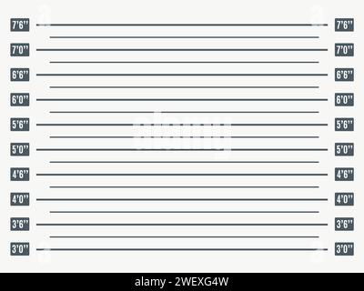 Gamme Mugshot. Modèle de toile de fond de réservation de photos de prison avec alignement d'échelle de mesures de hauteur, application de la loi et vecteur d'instantané de la prison arested Illustration de Vecteur