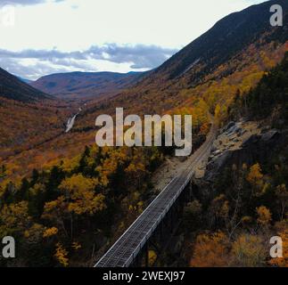 Vue du chemin de fer d'en haut - Mt Willard, New Hampshire Banque D'Images