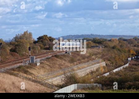 Chiltern Railways classe 168 Clubman train 168215 passant Bicester South Junction sur la Chiltern Mainline Railway Banque D'Images