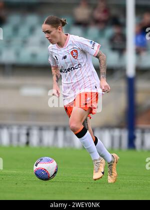 Bossley Park, Australie. 27 janvier 2024. Sharn Freier du Brisbane Roar FC est en action lors du match de la saison 14 de la Liberty A-League 2023/24 entre le Western Sydney Wanderers FC et le Brisbane Roar FC qui s'est tenu au Marconi Stadium. Score final ; Western Sydney Wanderers FC 1 : 3 Brisbane Roar FC. (Photo Luis Veniegra/SOPA Images/Sipa USA) crédit : SIPA USA/Alamy Live News Banque D'Images