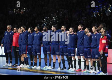 Équipe de France lors du match de handball en demi-finale de l'EHF Euro 2024 entre la France et le Swedenat Lanxess-Arena à Cologne, en Allemagne, le 26 janvier 2024. Photo Laurent Lairys/ABACAPRESS.COM Banque D'Images