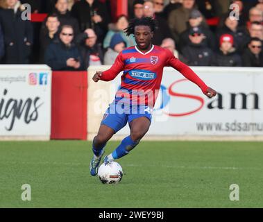 Dagenham, Royaume-Uni. 27 janvier 2024. DAGENHAM, ANGLETERRE - Keenan Appiah-Forson de Dagenham & Redbridge (prêté par West Ham United) en action lors du match de Ligue nationale entre Dagenham et Redbridge contre Kidderminster Harriers FC à Victoria Road le 27 janvier 2024 à Dagenham, en Angleterre. Crédit : action Foto Sport/Alamy Live News Banque D'Images