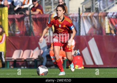 Roma, Lazio. 27 janvier 2024. Manuela Giugliano de AS Roma Woman lors du match de championnat Serie A Women 2023-2024 entre Roma Women et Sampdoria Women au stade Tre Fontane à Rome, Italie, le 27 janvier 2024. Crédit : massimo insabato/Alamy Live News Banque D'Images