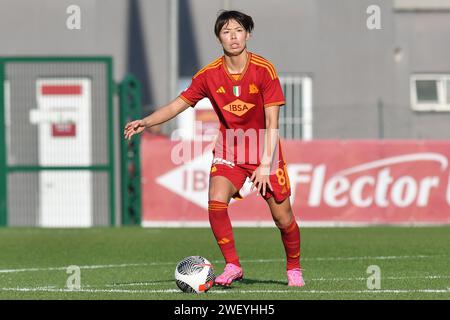 Roma, Lazio. 27 janvier 2024. Saki Kumagai de AS Roma Woman lors du match de championnat Serie A Women 2023-2024 entre Roma Women et Sampdoria Women au stade Tre Fontane à Rome, Italie, le 27 janvier 2024. Crédit : massimo insabato/Alamy Live News Banque D'Images