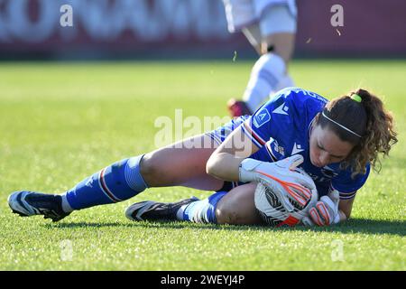 Roma, Lazio. 27 janvier 2024. Amanda Tampieri de Sampdoria femmes lors du match de championnat Serie A femmes 2023-2024 entre Roma Women et Sampdoria femmes au stade Tre Fontane à Rome, Italie, le 27 janvier 2024. Crédit : massimo insabato/Alamy Live News Banque D'Images