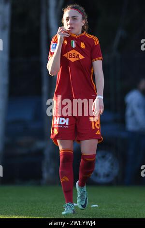 Roma, Lazio. 27 janvier 2024. Benedetta Glionna de AS Roma Woman lors du match de championnat Serie A Women 2023-2024 entre Roma Women et Sampdoria Women au stade Tre Fontane à Rome, Italie, le 27 janvier 2024. Crédit : massimo insabato/Alamy Live News Banque D'Images