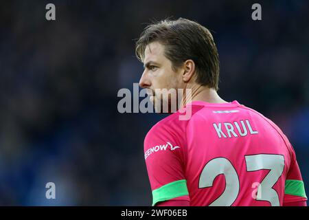 Liverpool, Royaume-Uni. 27 janvier 2024. Tim Krul le gardien de Luton Town regarde. Emirates FA Cup, match de 4e tour, Everton contre Luton Town au Goodison Park à Liverpool le samedi 27 janvier 2024. Cette image ne peut être utilisée qu'à des fins éditoriales. Usage éditorial uniquement, photo de Chris Stading/Andrew Orchard photographie sportive/Alamy Live News crédit : Andrew Orchard photographie sportive/Alamy Live News Banque D'Images
