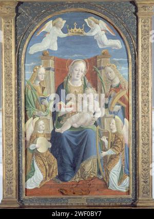 Anonyme - Vierge à l'enfant, avec sainte Dorothée, Sainte Catherine et deux anges musiciens Banque D'Images