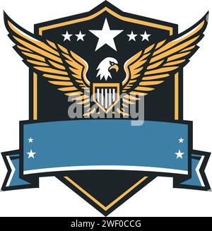 Commandez l'attention avec notre modèle de logo Army Eagle dans Vector. Cet emblème incarne la force, le courage et l'autorité, mettant en vedette le majestueux aigle, un s Illustration de Vecteur