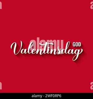 God Valentinsdag - bonne Saint Valentin en norvégien. Lettrage à la main de calligraphie. Modèle de vecteur pour affiche, carte postale, conception de logo, flyer, bannière, et Illustration de Vecteur