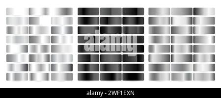 Fond de texture dégradé en métal argenté et foncé pour écran, mobile, web. Collection de palette colorée or, argent et bronze. Illustration de Vecteur