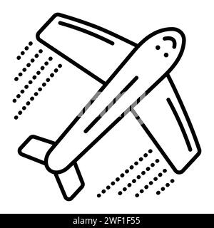 Icône vectorielle de ligne noire d'avion unique, pictogramme d'avion de ligne, livraison par transport aérien, avion, avion en vol, illustration minimale Illustration de Vecteur