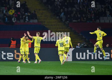 Barcelone, ESP. 27 janvier 2024. FC BARCELONE vs VILLAREAL CF 27 janvier 2024 lors du match entre le FC Barcelone et Villareal CF correspondant à la vingt-deuxième journée de la Liga EA Sports à l'Olimpic Stadium Lluis Companys de Montjuïc à Barcelone, Espagne. Crédit : Rosdemora/Alamy Live News Banque D'Images