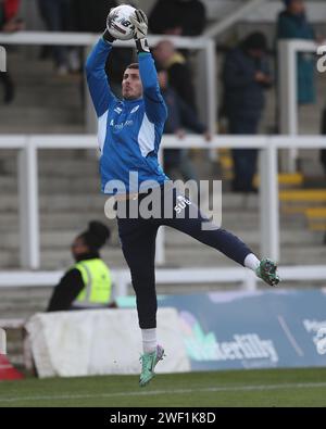 Hartlepool, Royaume-Uni. 27 janvier 2023. Pete Jameson de Hartlepool United se réchauffe lors du match de la Ligue nationale de Vanarama entre Hartlepool United et York City à Victoria Park, Hartlepool, le samedi 27 janvier 2024. (Photo : Mark Fletcher | MI News) crédit : MI News & Sport / Alamy Live News Banque D'Images