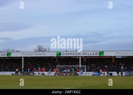 Hartlepool, Royaume-Uni. 27 janvier 2023. Une vue générale du 'Rink End' à Hartlepool United abritant 1037 supporters de York City lors du match de la Ligue nationale de Vanarama entre Hartlepool United et York City à Victoria Park, Hartlepool le samedi 27 janvier 2024. (Photo : Mark Fletcher | MI News) crédit : MI News & Sport / Alamy Live News Banque D'Images