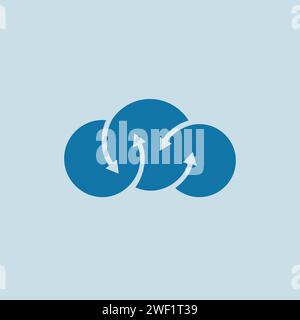 Une interprétation simple d'un nuage avec quatre flèches incorporées dans ses courbes. Illustration de Vecteur