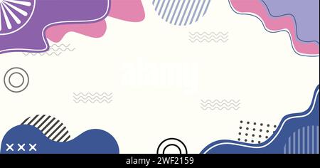 Fond abstrait coloré Memphis formes géométriques plates conception pour affiche, présentation, carte, couverture, bannière, lime eps à motif plat ondulé Illustration de Vecteur