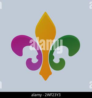 Mardi gras Fleur de LIS icône dessin animé élément Vector illustration isolé Illustration de Vecteur