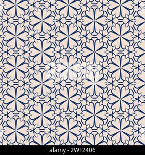 Motif sans couture de fleurs de ligne sur fond clair. Motif de grille illustration vectorielle mosaïque isolée Illustration de Vecteur