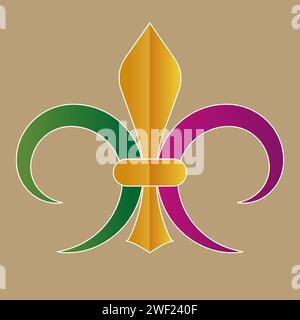 Mardi gras Fleur de LIS icône dessin animé élément Vector illustration isolé Illustration de Vecteur