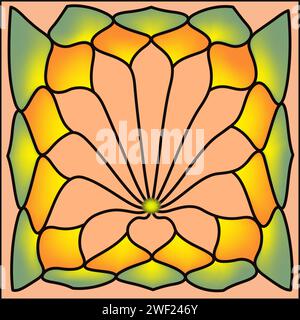 Vitrail à fleurs en mosaïque. Schéma de kaléidoscope illustration vectorielle Illustration de Vecteur
