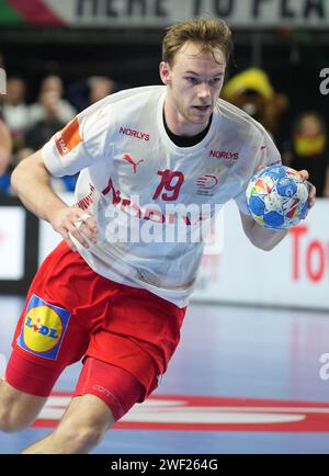 Cologne, Allemagne. 26 janvier 2024. Mathias Gidsel du Danemark lors de l'Euro 2024 de l'EHF hommes, demi-finales de handball match entre l'Allemagne et le Danemark le 26 janvier 2024 au Lanxess-Arena à Cologne, Allemagne - photo Laurent Lairys/DPPI crédit : DPPI Media/Alamy Live News Banque D'Images