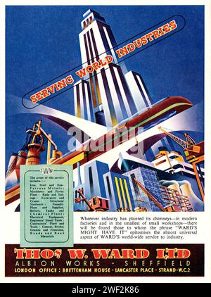 Une publicité vintage des années 1950 pour Thos Ward Ltd, fabrication d'acier et d'ingénierie de Sheffield, Royaume-Uni Banque D'Images