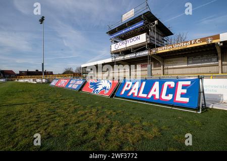 Sutton, Royaume-Uni. 28 janvier 2024. Le VBS Community Stadium, Sutton, Angleterre, janvier 28 2024 vue d'ensemble avant le match de championnat FA Womens entre Crystal Palace et Charlton Athletic au VBS Community Stadium, Sutton, Angleterre (Stephen Flynn/SPP) crédit : SPP Sport Press photo. /Alamy Live News Banque D'Images
