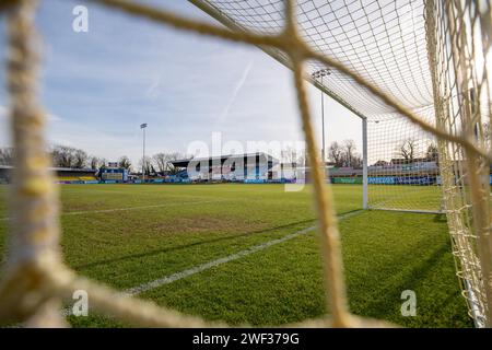 Sutton, Royaume-Uni. 28 janvier 2024. Le VBS Community Stadium, Sutton, Angleterre, janvier 28 2024 vue d'ensemble avant le match de championnat FA Womens entre Crystal Palace et Charlton Athletic au VBS Community Stadium, Sutton, Angleterre (Stephen Flynn/SPP) crédit : SPP Sport Press photo. /Alamy Live News Banque D'Images