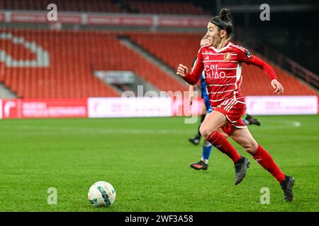 Liège, Belgique. 27 janvier 2024. Noemie Gelders (10) de Standard photographié lors d'un match de football féminin entre Standard Femina de Liège et AA Gent Ladies lors du 15e jour de la saison 2023 - 2024 dans la Super League Belgian Lotto Womens, le samedi 27 janvier 2024 à Liège, BELGIQUE . Crédit : Sportpix/Alamy Live News Banque D'Images