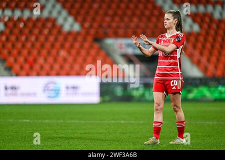 Liège, Belgique. 27 janvier 2024. Shari Van Belle (26) de Standard photographié lors d'un match de football féminin entre Standard Femina de Liège et AA Gent Ladies lors du 15e jour de la saison 2023 - 2024 dans la Super League Belge Lotto Womens, le samedi 27 janvier 2024 à Liège, BELGIQUE . Crédit : Sportpix/Alamy Live News Banque D'Images