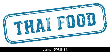 tampon alimentaire thaïlandais. timbre rectangulaire de nourriture thaïlandaise isolé sur fond blanc Illustration de Vecteur