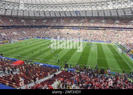 Moscou, Russie – 15 juillet 2018. Vue intérieure du stade Luzhniki avant le match final de la coupe du monde 2018 France vs Croatie (4-2). Banque D'Images