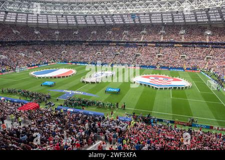 Moscou, Russie – 15 juillet 2018. Vue intérieure du stade Luzhniki avant le match final de la coupe du monde 2018 France vs Croatie (4-2). Banque D'Images