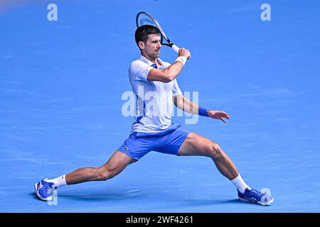 Melbourne, Australie. 26 janvier 2024. Novak Djokovic lors du tournoi de tennis Australian Open AO 2024 Grand Chelem le 26 janvier 2024 au Melbourne Park à Melbourne, en Australie. Photo Victor Joly/DPPI crédit : DPPI Media/Alamy Live News Banque D'Images