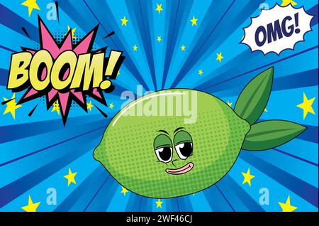 Image vectorielle de conception de dessin animé limom pop art citron Illustration de Vecteur