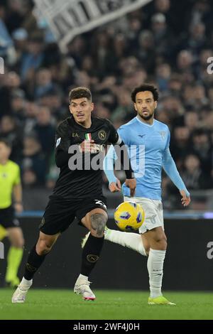 Roma, Italie. 28 janvier 2024. Foto Alfredo Falcone/LaPresse 28 Gennaio 2024 - Roma, Italia - sport, calcio - Lazio vs Napoli - Campionato italiano di calcio Serie A TIM 2023/2024 - Stadio Olimpico di Roma. Nella foto : Giovanni Di Lorenzo (22 SSC Napoli) Foto Alfredo Falcone/LaPresse 28 janvier 2024 Rome, Italie - sport, football - Lazio vs Napoli - Championnat italien de football Serie A 2023/2024 - Olimpic Stadium &#xee;n Rome. Sur la photo : Giovanni Di Lorenzo (22 SSC Napoli) crédit : LaPresse/Alamy Live News Banque D'Images