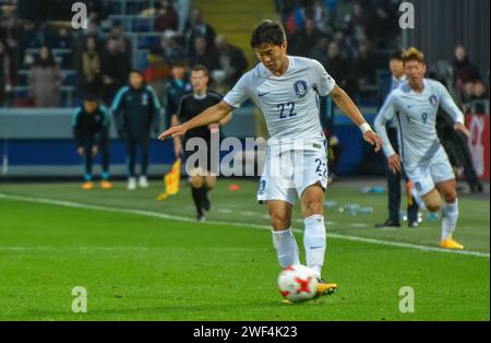 Moscou, Russie – 7 octobre 2017. L'ailier de l'équipe nationale de Corée du Sud Kwon Chang-hoon lors du match amical international Russie vs Corée du Sud Banque D'Images