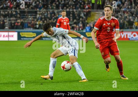 Moscou, Russie – 7 octobre 2017. L'ailier de l'équipe nationale de Corée du Sud Kwon Chang-hoon lors du match amical international Russie vs Corée du Sud Banque D'Images