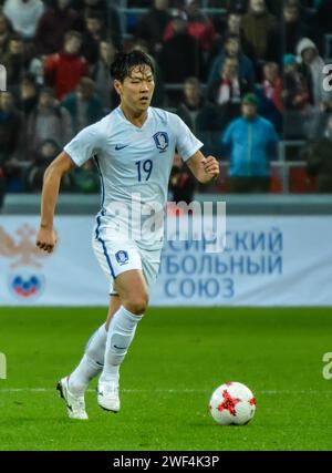 Moscou, Russie – 7 octobre 2017. Le centre-back de l'équipe nationale de Corée du Sud Kim Young-Gwon lors du match amical international Russie vs South Ko Banque D'Images