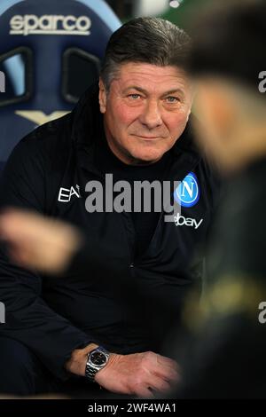 Rome, Italie. 28 janvier 2024. Rome, Italie 28.01.2024 : Mazzarri de Naples avant le match de football italien de Serie A TIM 2023-2024 SS Lazio vs SSC Napoli au Stade Olympique de Rome. Crédit : Agence photo indépendante/Alamy Live News Banque D'Images