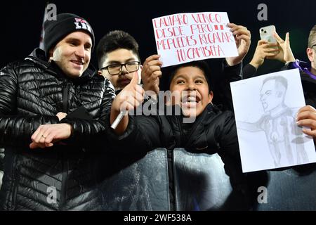 Firenze, Italie. 28 janvier 2024. Foto Massimo Paolone/LaPresse 28 Gennaio 2024 - Firenze, Italia - sport, calcio - Fiorentina vs Inter - Campionato italiano di calcio Serie A TIM 2023/2024 - Stadio Artemio franchi. Nella foto : tifosi Inter 28 janvier 2024 Florence, Italie - sport, calcio - Fiorentina vs Inter - Championnat italien de football Serie A 2023/2024 - Artemio franchi Stadium. Sur la photo : Inter Supporters crédit : LaPresse/Alamy Live News Banque D'Images