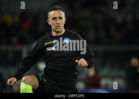 Firenze, Italie. 28 janvier 2024. Foto Massimo Paolone/LaPresse 28 Gennaio 2024 - Firenze, Italia - sport, calcio - Fiorentina vs Inter - Campionato italiano di calcio Serie A TIM 2023/2024 - Stadio Artemio franchi. Nella foto : Gianluca Aureliano, arbitro 28 janvier 2024 Florence, Italie - sport, calcio - Fiorentina vs Inter - Championnat italien de football Serie A 2023/2024 - Stade Artemio franchi. Sur la photo : Gianluca Aureliano, arbitre crédit : LaPresse/Alamy Live News Banque D'Images