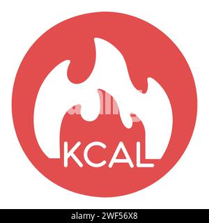 Icône solide de vecteur de feu kcal. Brûlure de calories, signe de brûlure de graisse. Symbole graphique pour la forme physique et la perte de poids site Web et conception d'applications, logo, application, interface utilisateur Illustration de Vecteur