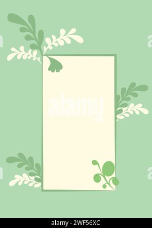 Fond vert doux pour carte de printemps avec des feuilles vertes et espace pour le texte. Vertical. Vecteur Illustration de Vecteur